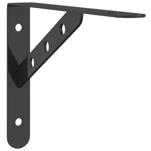 SKM Regalträger 4 STK. 23,5x2,5x15,5 cm Schwarz Edelstahl,Möbel,Regalsysteme,Wandregale,Schwarz,1.46KG,30303 von SKM