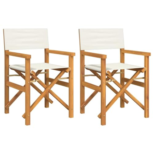 SKM Regiestühle 2 STK. Klappbar Creme Massivholz Teak,Möbel,Gartenmöbel,Gartensitzmöbel,Gartenstühle,Creme,13.9KG,4008512 von SKM