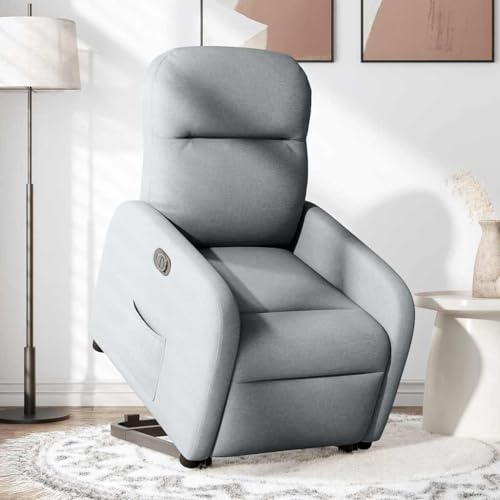 SKM Relaxsessel mit Aufstehhilfe Elektrisch Hellgrau Stoff,Möbel,Stühle,Sessel,Grau,29.05KG,3302992 von SKM
