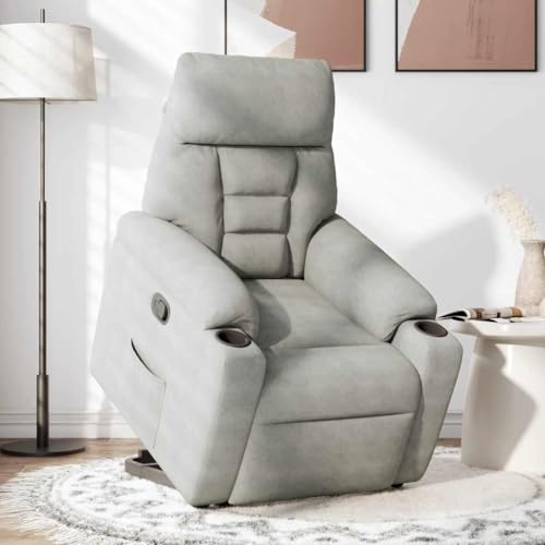 SKM Relaxsessel mit Aufstehhilfe Hellgrau Mikrofasergewebe,Möbel,Stühle,Sessel,Grau,25.25KG,3303088 von SKM