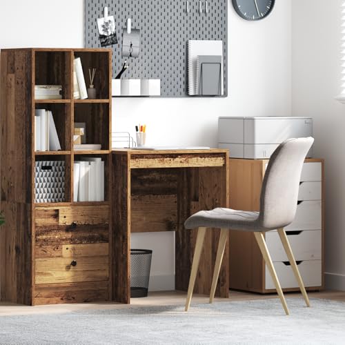 SKM Rustikaler Schreibtisch Altes Holz Werkstoff 60 x 50 x 76 cm,Möbel,Büromöbel,Schreibtische,Weiß,15.4KG,869416 von SKM