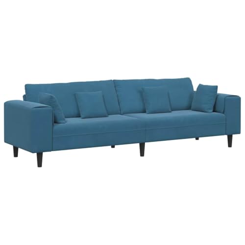 SKM Samt Sofa mit Kissen Blau 208 cm Samt,Möbel,Sofas,Blau,40 kg,3335152 von SKM