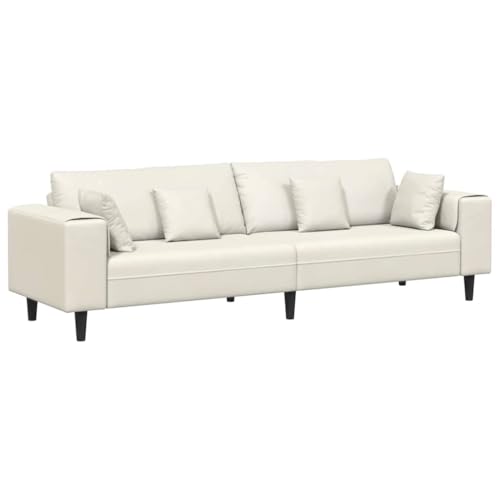 SKM Samt Sofa mit Kissen Creme 208 cm Samt,Möbel,Sofas,Creme,40 kg,3335160 von SKM
