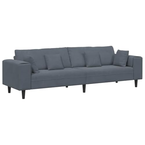 SKM Samt Sofa mit Kissen Dunkelgrau 208 cm Samt,Möbel,Sofas,Grau,40 kg,3335154 von SKM