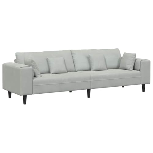 SKM Samt Sofa mit Kissen Hellgrau 208 cm Samt,Möbel,Sofas,Hellgrau,40 kg,3335153 von SKM