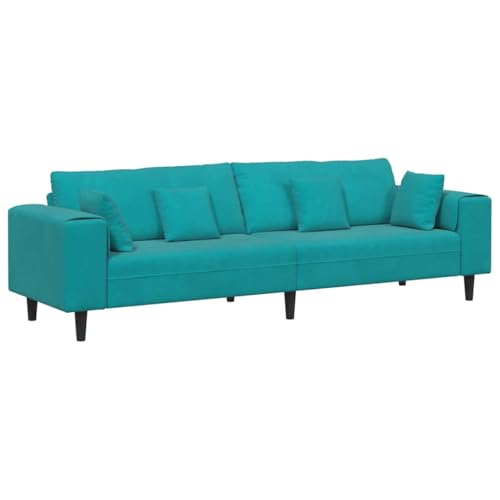 SKM Samt Sofa mit Kissen Türkis 208 cm Samt,Möbel,Sofas,Türkis,40 kg,3335161 von SKM