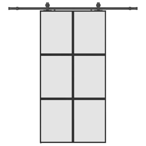 SKM Schiebetür mit Beschlag Schwarz 102,5x205 cm Hartglas,Heimwerkerbedarf,Baumaterialien,Türen,Schwarz,34.8 kg,3375882 von SKM