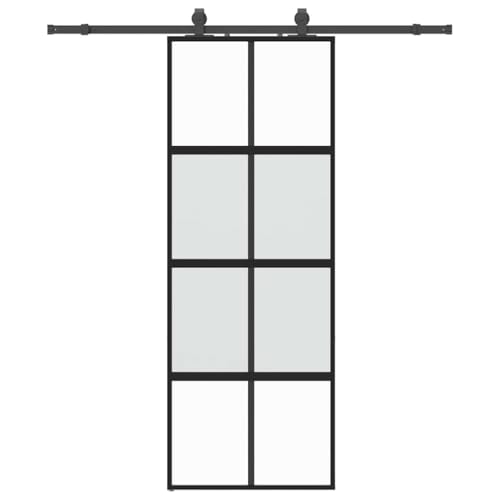 SKM Schiebetür mit Beschlag Schwarz 76x205 cm Hartglas,Heimwerkerbedarf,Baumaterialien,Türen,Schwarz,28.12 kg,3375832 von SKM