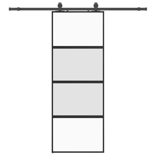 SKM Schiebetür mit Beschlag Schwarz 76x205 cm Hartglas,Heimwerkerbedarf,Baumaterialien,Türen,Schwarz,29.39 kg,3375889 von SKM