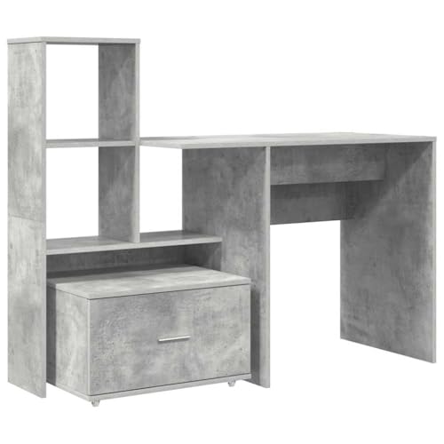 SKM Schreibtisch Betongrau 131,5 x 50 x 106,5 cm Holzwerkstoff,Möbel,Büromöbel,Schreibtische,Grau,39.17 kg,3337268 von SKM