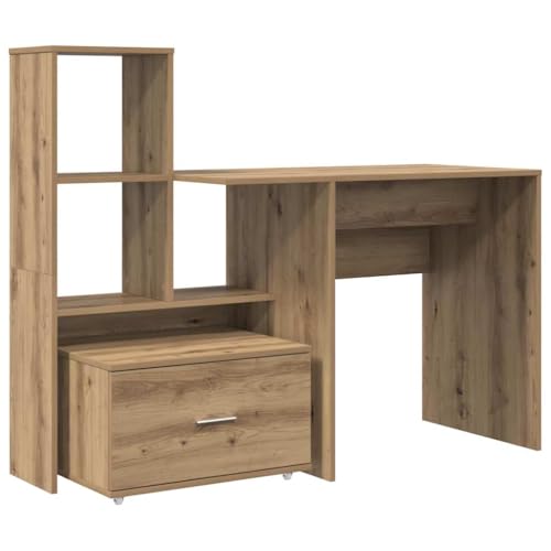 SKM Schreibtisch mit Regal Eiche handwerklich 131,5 x 50 x 106,5 cm,Möbel,Büromöbel,Schreibtische,Braun,39.17 kg,3337272 von SKM