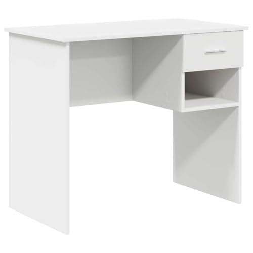 SKM Schreibtisch mit Regal Weiß 90 x 49,5 x 75 cm Holzwerkstoff,Möbel,Büromöbel,Schreibtische,Weiß,20.4 kg,869266 von SKM