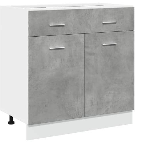 SKM Schubunterschrank Lyon Betongrau 80x46x81,5 cm Holzwerkstoff,Möbel,Schränke,Küchenschränke,Grau,27.96 kg,856091 von SKM