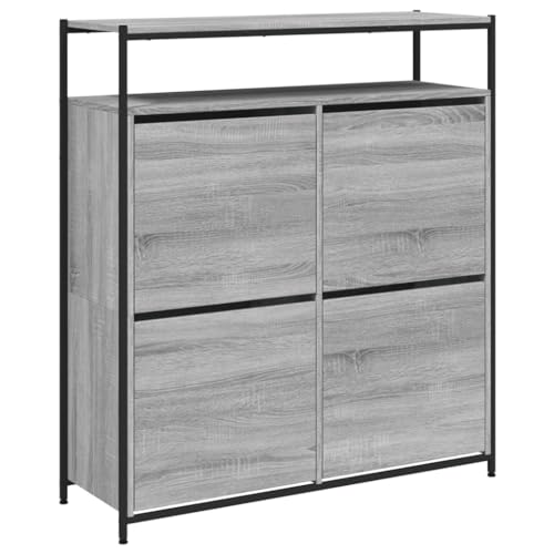 SKM Schuhschrank mit 4 Klappen Grau Sonoma 100x34x112 cm,Heim & Garten,Haushaltsbedarf,Aufbewahrung & Ordnungssysteme,Kleideraufbewahrung,Schuhregale & -schränke,Grau,45.36 kg,3214416 von SKM