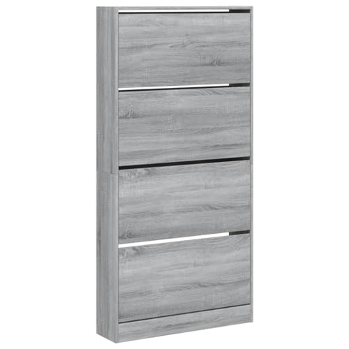 SKM Schuhschrank mit 4 Klappen Grau Sonoma 80x21x163,5 cm,Heim & Garten,Haushaltsbedarf,Aufbewahrung & Ordnungssysteme,Kleideraufbewahrung,Schuhregale & -schränke,Grau,40 kg,3214369 von SKM