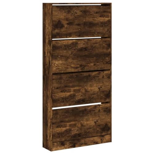 SKM Schuhschrank mit 4 Klappen Räuchereiche 80x21x163,5 cm,Heim & Garten,Haushaltsbedarf,Aufbewahrung & Ordnungssysteme,Kleideraufbewahrung,Schuhregale & -schränke,Braun,40 kg,3214368 von SKM