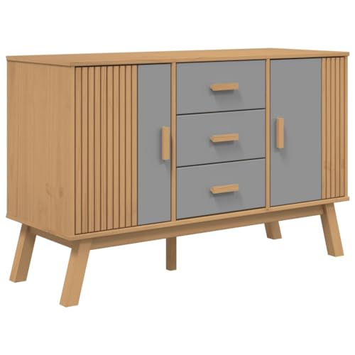 SKM Sideboard Olden Grau und Braun 114x43x73,5 cm Massivholz Kiefer,Möbel,Schränke,Sideboards,Grau,29.9 kg,358598 von SKM