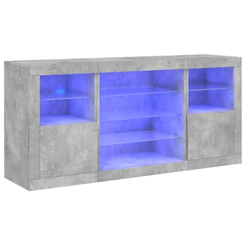 SKM Sideboard mit LED-Leuchten Betongrau 142,5x37x67 cm,Möbel,Schränke,Sideboards,Grau,50 kg,3209089 von SKM