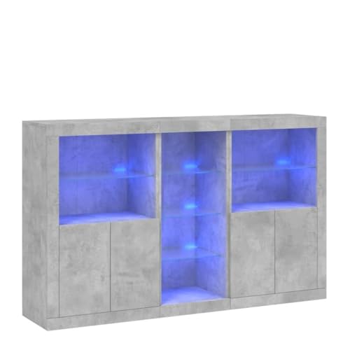 SKM Sideboard mit LED-Leuchten Betongrau 162x37x100 cm,Möbel,Schränke,Sideboards,Grau,73.5 kg,3209173 von SKM