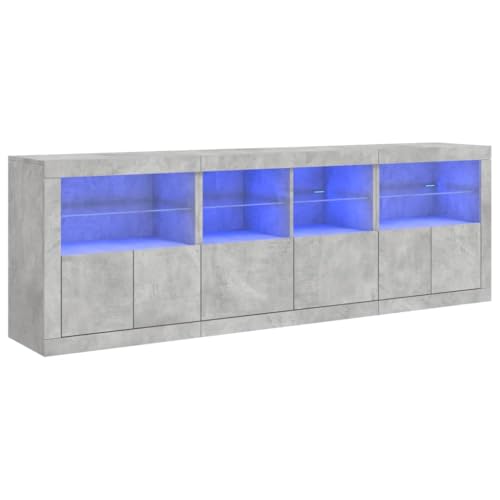 SKM Sideboard mit LED-Leuchten Betongrau 202x37x67 cm,Möbel,Schränke,Sideboards,Grau,69.62 kg,3209012 von SKM