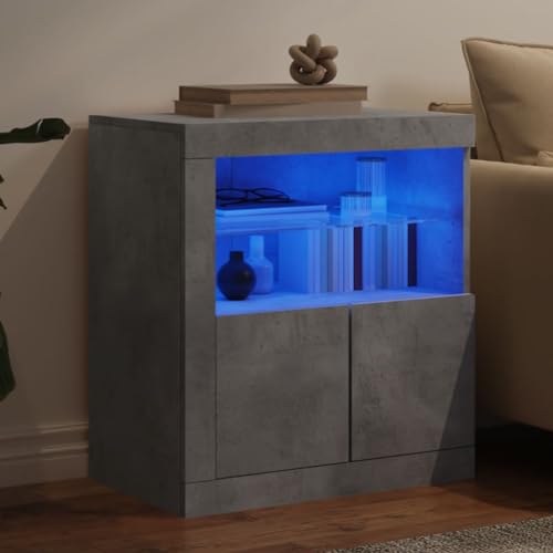 SKM Sideboard mit LED-Leuchten Betongrau 60,5x37x67 cm,Möbel,Schränke,Sideboards,Grau,21.37 kg,836619 von SKM