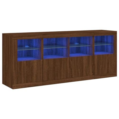 SKM Sideboard mit LED-Leuchten Braun Eichen-Optik 163x37x67 cm,Möbel,Schränke,Sideboards,Braun,58.38 kg,3209078 von SKM