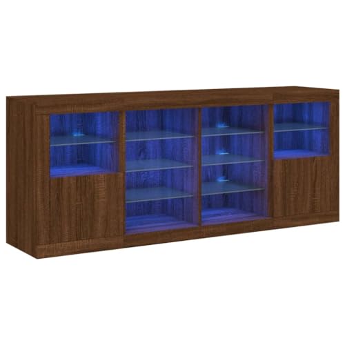 SKM Sideboard mit LED-Leuchten Braun Eichen-Optik 163x37x67 cm,Möbel,Schränke,Sideboards,Braun,58.64 kg,3209099 von SKM