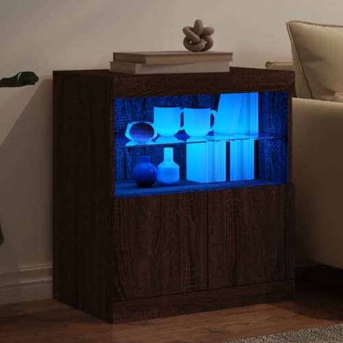 SKM Sideboard mit LED-Leuchten Braun Eichen-Optik 60x37x67 cm,Möbel,Schränke,Sideboards,Braun,20 kg,836657 von SKM