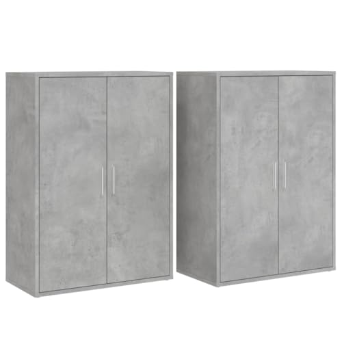 SKM Sideboards 2 STK. Betongrau 60x31x84 cm Holzwerkstoff,Möbel,Schränke,Sideboards,Grau,46 kg,3276570 von SKM