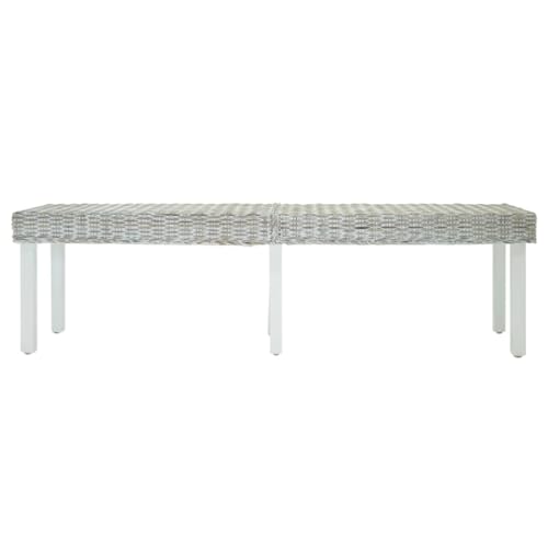 SKM Sitzbank Weiß 160x35x45 cm Natur Kubu Rattan & Massivholz Mahagoni,Möbel,Sitzbänke,Weiß,11.64 kg,344877 von SKM