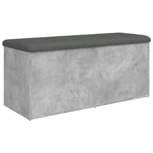 SKM Sitzbank mit Stauraum Betongrau 102x42x45 cm Holzwerkstoff,Möbel,Sitzbänke,Truhen- & Flurbänke,Grau,25KG,835057 von SKM