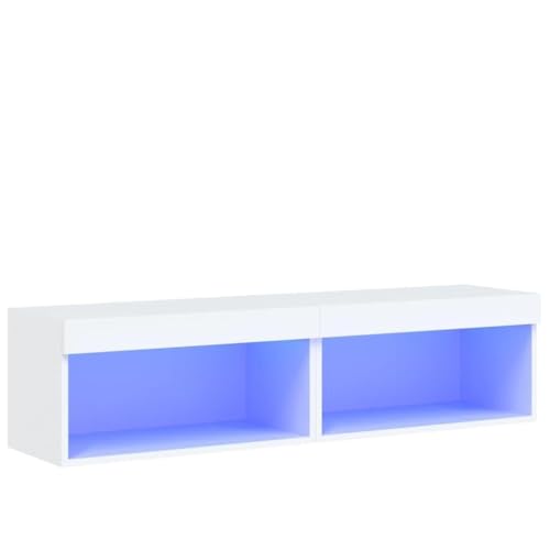 SKM TV-Schränke mit LED-Leuchten 2 STK. Weiß 60x30x30 cm,Möbel,TV-Möbel,Weiß,14.7 kg,837128 von SKM