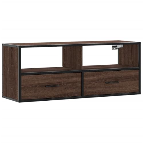 SKM TV-Schrank Braun Eiche 100x31x39,5 cm Holzwerkstoff und Metall,Möbel,TV-Möbel,Braun,22.6KG,848933 von SKM