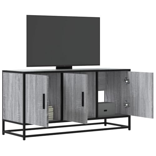 SKM TV-Schrank Grau Sonoma 100x35x50 cm Holzwerkstoff und Metall,Möbel,TV-Möbel,Grau,22KG,848832 von SKM