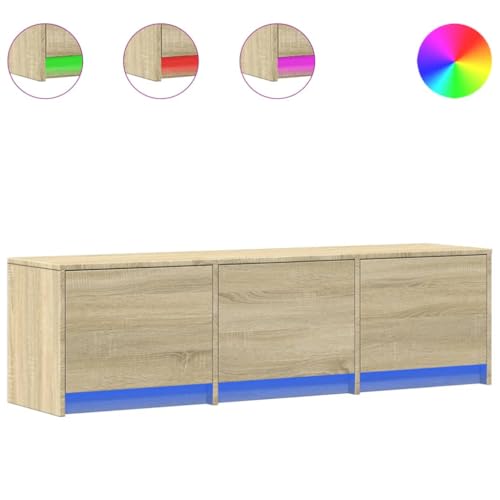 SKM TV-Schrank LED Sonoma-Eiche 140x34x40 cm Holzwerkstoff,Möbel,TV-Möbel,Braun,27.35 kg,852245 von SKM