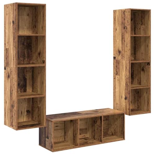 SKM TV-Schrank Set 3 pcs Altholz 37 x 37 x 142,5 cm Holzwerkstoff,Möbel,TV-Möbel,Braun,66.3 kg,3393339 von SKM