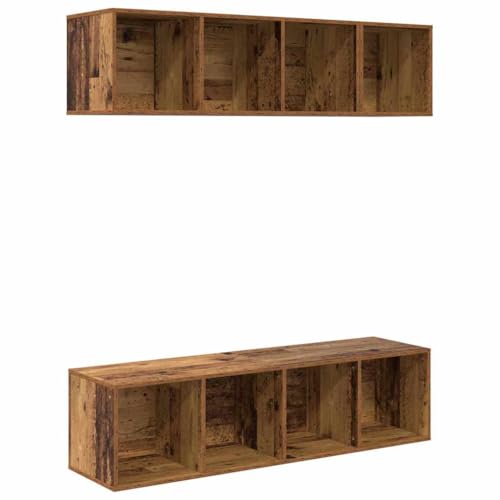 SKM TV-Schrank Set 3 pcs Altholz Holzwerkstoff,Möbel,TV-Möbel,Braun,50.3 kg,3393411 von SKM