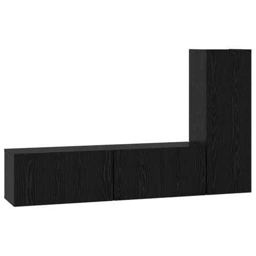 SKM TV-Schrank-Set 3 pcs Schwarze Eiche 160 x 30 x 30 cm,Möbel,TV-Möbel,Schwarz,32.9 kg,3393403 von SKM