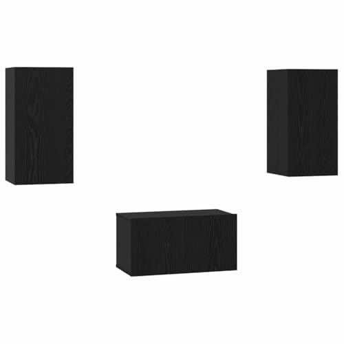 SKM TV-Schrank-Set 3 pcs Schwarze Eiche 60 x 30 x 30 cm,Möbel,TV-Möbel,Schwarz,29.63 kg,3393169 von SKM