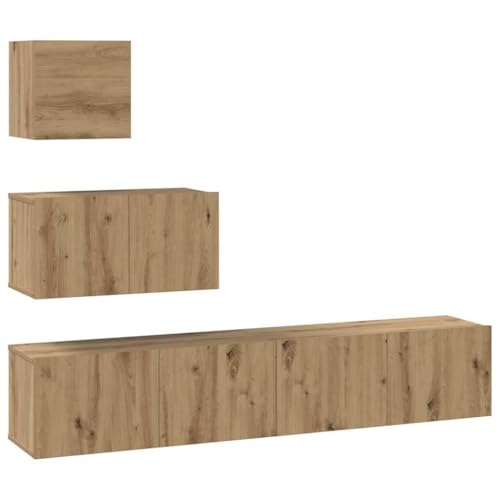 SKM TV-Schrank-Set 4 pcs Eiche handwerklich 80 x 30 x 30 cm,Möbel,TV-Möbel,Braun,38.7 kg,3393437 von SKM