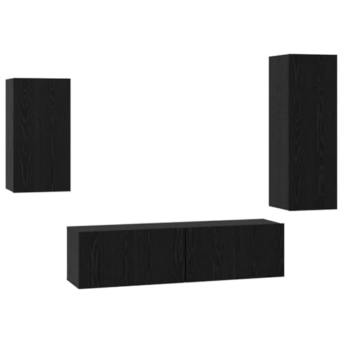 SKM TV-Schrank-Set 4 pcs Schwarze Eiche 30,5 x 30 x 90 cm,Möbel,TV-Möbel,Schwarz,42.25 kg,3393283 von SKM