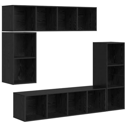 SKM TV-Schrank-Set 4 pcs Schwarze Eiche 37 x 37 x 142,5 cm,Möbel,TV-Möbel,Schwarz,79.6 kg,3393223 von SKM