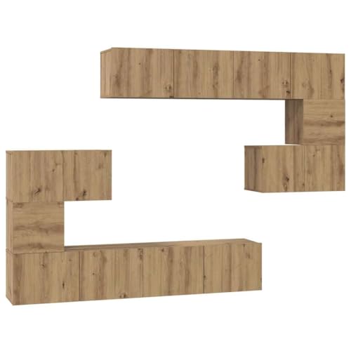 SKM TV-Schrank-Set 8 pcs Eiche handwerklich 80 x 30 x 30 cm,Möbel,TV-Möbel,Braun,76.85 kg,3393218 von SKM