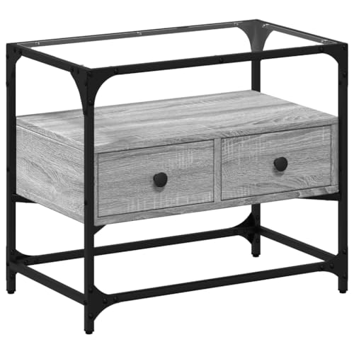 SKM TV-Schrank mit Glasplatte Grau Sonoma 60x35x51 cm Holzwerkstoff,Möbel,TV-Möbel,Grau,14.45 kg,846057 von SKM