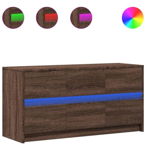 SKM TV-Schrank mit LED-Beleuchtung Braun Eichen-Optik 100x34x50 cm,Möbel,TV-Möbel,Braun,31.1 kg,852221 von SKM
