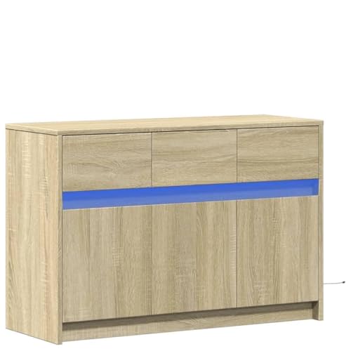 SKM TV-Schrank mit LED-Beleuchtung Sonoma-Eiche 91x34x61 cm,Möbel,TV-Möbel,Braun,29.51 kg,852182 von SKM