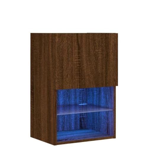 SKM TV-Schrank mit LED-Leuchten Braun Eichen-Optik 40,5x30x60 cm,Möbel,TV-Möbel,Braun,12.28KG,837041 von SKM