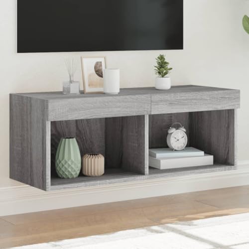 SKM TV-Schrank mit LED-Leuchten Grau Sonoma 80x30x30 cm,Möbel,TV-Möbel,Grau,9.98KG,837151 von SKM