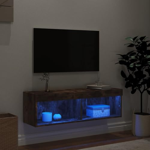 SKM TV-Schrank mit LED-Leuchten Räuchereiche 100x30x30 cm,Möbel,TV-Möbel,Braun,12.25 kg,837163 von SKM