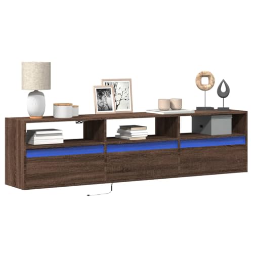 SKM TV-Wandschrank mit LED Braun Eichen-Optik 180x31x45 cm,Möbel,TV-Möbel,Braun,40.3KG,3307946 von SKM